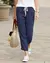 Calça feminina de algodão com cordão, cintura elástica, casual Verão 2025 - We Happy Shop