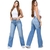 Calça Jeans Feminina Wide Leg Cintura Alta Azul Claro