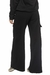 Calça Pantalona Moletom Feminina Bolso Cargo Preto