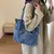 Bolsa Crossbody Monocromática de Ombro Único | Denim com Grande Capacidade e Bolsos Funcionais – Azul Céu ou Preto - loja online