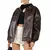 Jaqueta Feminina de Couro PU Oversized – Zíper, Gola Lapela cor Marrom Escuro