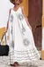 Vestido Longo Estampado 2025 Aberto nas Costas com Decote em V Branco - We Happy Shop