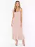 Vestido Midi com Amarrações e Babados Elegante na internet