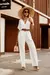 Macacão feminino Pantalona com decote em v bodysuit e manga elástica com cinto