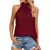 Imagem do Blusas elegantes femininas gola alta com amarra no pescoço sem mangas de Seda