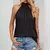 Blusas elegantes femininas gola alta com amarra no pescoço sem mangas de Seda - We Happy Shop