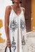 Vestido Longo Estampado 2025 Aberto nas Costas com Decote em V Branco - comprar online