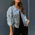 Jaqueta Jeans Feminina Inverno Animal Print Fecho em Botões e Colarinho Lapela do P ao G2 - We Happy Shop