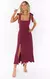 Vestido Midi com Amarrações e Babados Elegante na internet