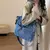Bolsa Crossbody Monocromática de Ombro Único | Denim com Grande Capacidade e Bolsos Funcionais – Azul Céu ou Preto - We Happy Shop