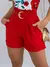 Conjunto Feminino Blusa sem mangas e Shorts Alfaiataria com cintos coloridos - comprar online