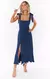 Vestido Midi com Amarrações e Babados Elegante - comprar online