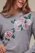 Blusa Tricô Bordado Flor CINZA - comprar online