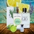 Frasco de perfume alternativo a Acqua di Gio de Armani, con ingredientes frescos como limón y romero, sobre fondo de mar.