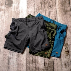 super pack x 3 bermudas jogging -gris topo-militian green-ceruleo