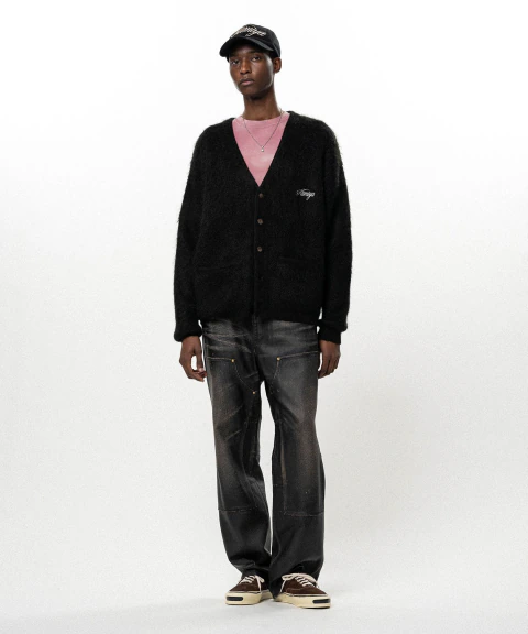 MAISON MIHARA X KAMIYA EMBROIDERED SHAGGY MOHAIR KNIT CARDIGAN