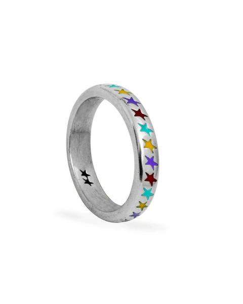 TWOJEYS ENAMELED MULTICOLOR STARLINE RING S