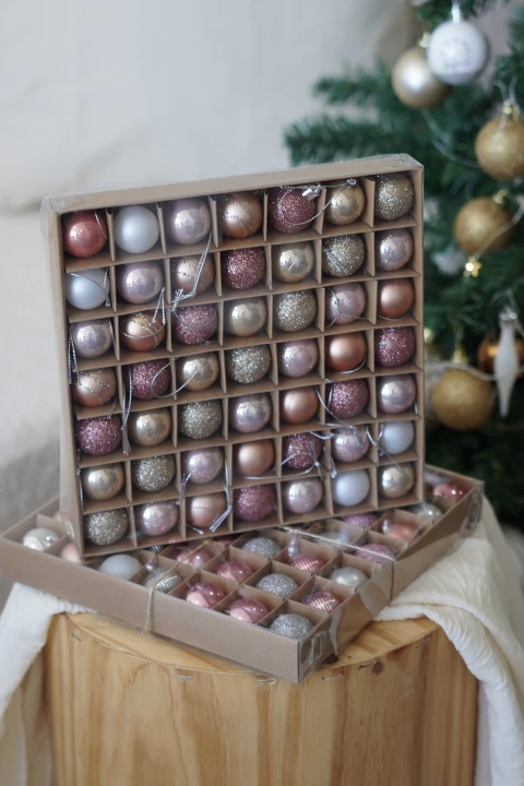 SET DE ESFERAS ROSA Y DORADO X49 - comprar online
