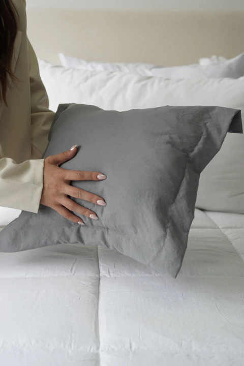 FUNDA DE ALMOHADÓN SÍMIL TUSSOR GRIS 45x45 - comprar online