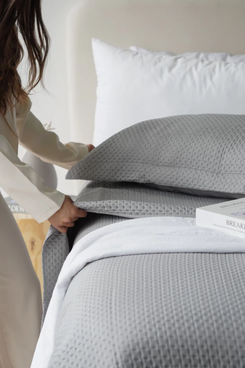 KIT COVER MAGNOLIA TWIN GRIS CLARO - comprar online