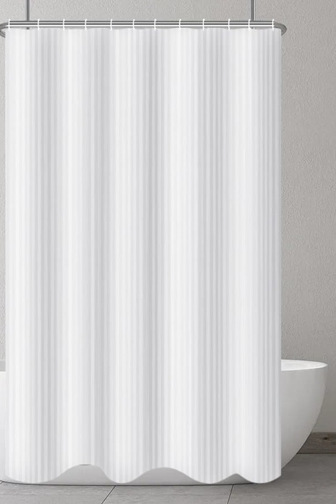 CORTINA DE BAÑO DOBBY BLANCA