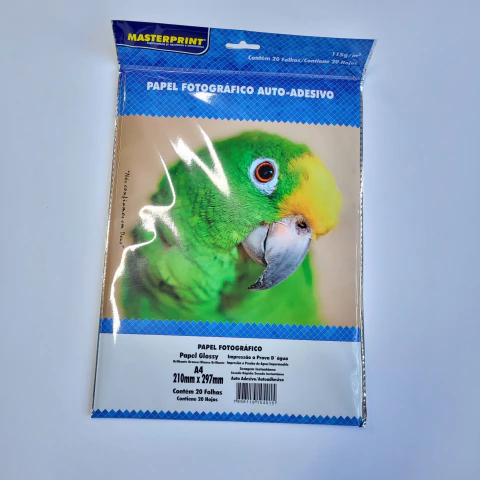 Papel Fotográfico Glossy ADESIVO 115g - A4 - 20 folhas - Masterprint