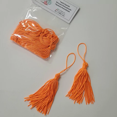 Tassel 70mm em poliéster com 5 unidades - Laranja Neon