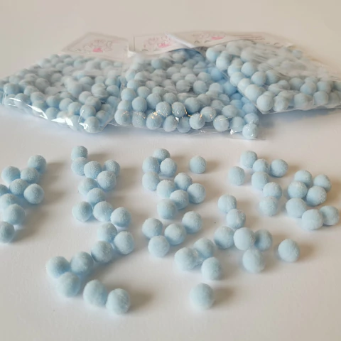 Pompom 7mm Azul Bebê - com 100 unidades