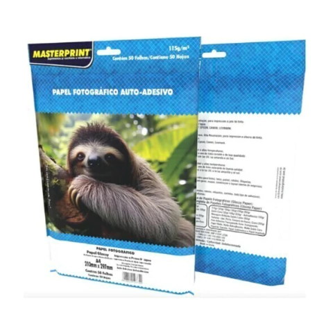 Papel Fotográfico Glossy ADESIVO 115g - A4 - 50 folhas - Masterprint - comprar online