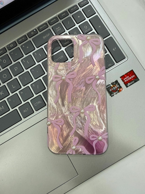 Case moños y perlas - ROSA - Iphone 12