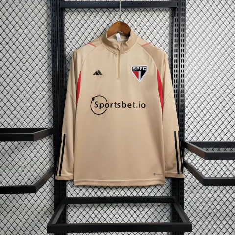 Moletom São Paulo 23/24 Masculina Adidas - Dourado com detalhes em preto e vermelho