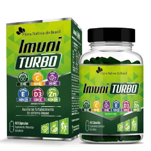 IMUNI TURBO (PRÓPOLIS VERDE, ALHO, ZINCO, VITAMINA C+D+E) 60 CÁPSULAS FLORA NATIVA - comprar online