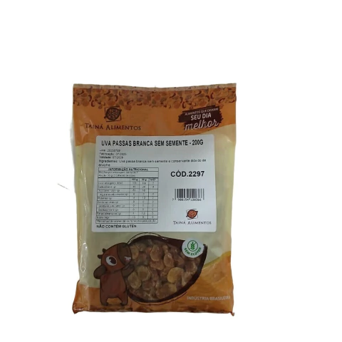 UVA PASSA BRANCA SEM GLÚTEN 200G TAINÁ - comprar online