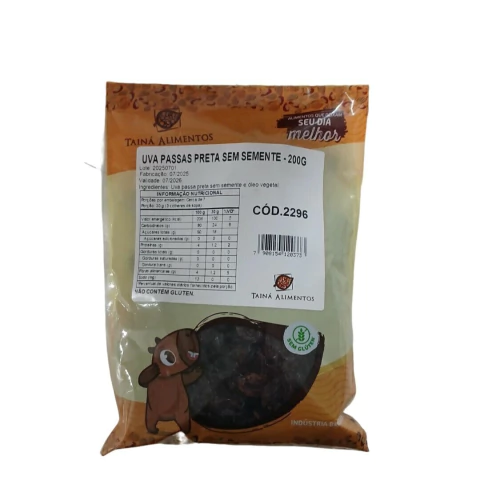 UVA PASSA PRETA SEM GLÚTEN 200G TAINÁ - comprar online