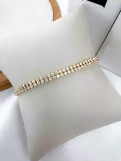 Pulseira Folheada a Ouro 18k Dois Fios com Micro Zircônias