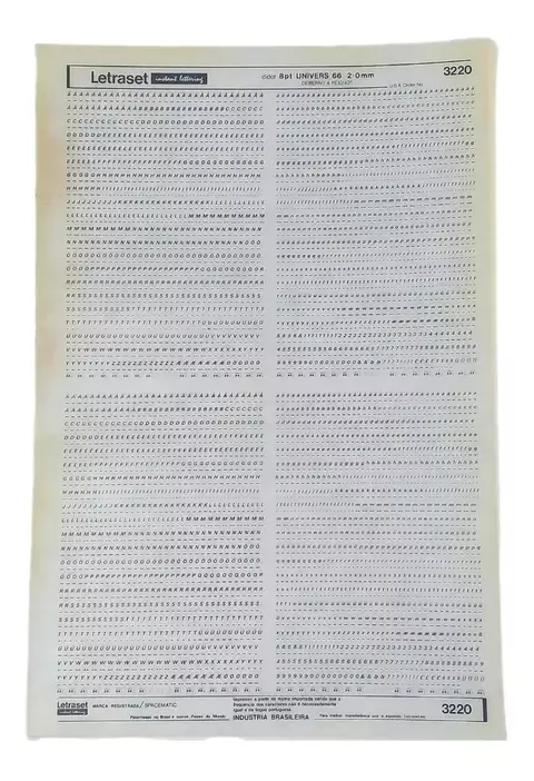 Letraset Decalque 25 X 38cm Letras Adesivas 2.0mm Altura 3220
