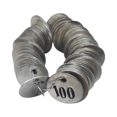 100 Etiquetas Fichas de Alumínio Furadas e Numeradas de 1 a 100 - comprar online