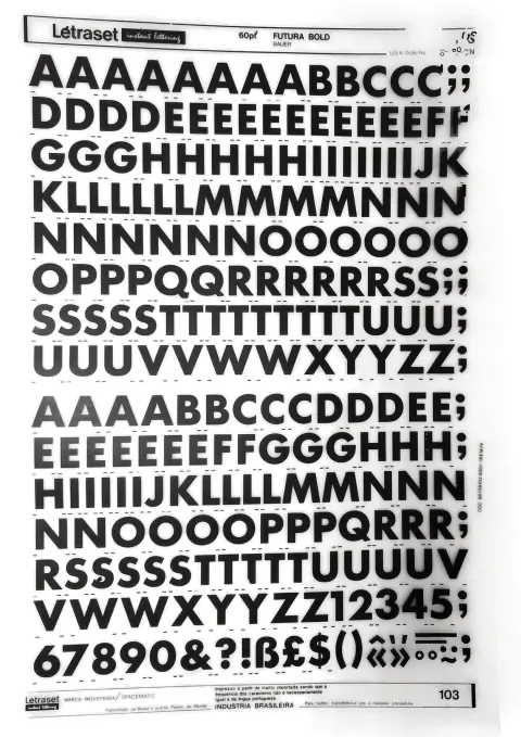 Letraset Letragraphica Folha 25 X 38cm Letras Maiúsculas 15.5mm De Altura