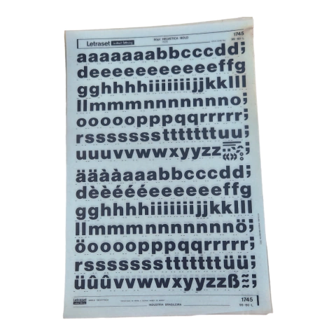 Letraset Folha 25 X 38cm Letras Adesivas 16,5mm Altura 1745