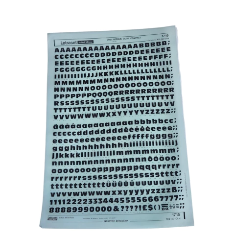 Imagem do Vintage Letraset Decalque Letras Adesiva Folha 25 X 38cm 002