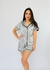 Pijama Short Elegant Satín y Blusa gris