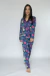 Pijama Pantalón Elegant y blusa Botones Dulce Sensación floral verde petroleo