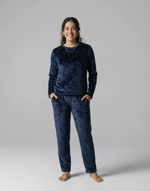 Pijama térmica Mujer Estrellas Azul