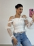 Blusa Branca Lastex Tule - Mini Moni
