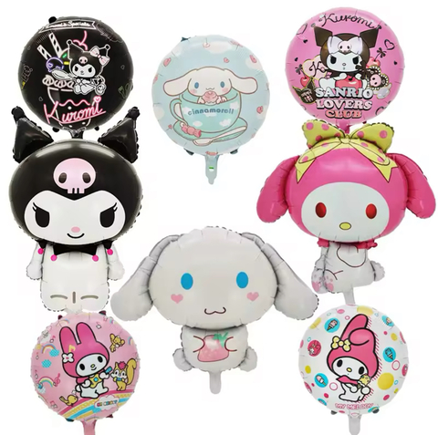 Conjunto de 5 Balões de Festa Sanrio Kuromi My Melody Cinnamoroll