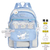 Mochila Escolar Sanrio Cinnamoroll com Pingente Pelúcia e 2 Brindes Pronta Entrega