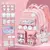 Mochila Sanrio Cinnamoroll Estudante Infantil, Colegial, Bolsa Material Escolar de Grande Capacidade. Acompanha 22 Itens de Papelaria. - Bailarina de Papel