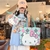Imagem do Bolsa de lona Hello Kitty, zíperh, grande capacidade, bolsa de ombro e Necessaire 2 peças