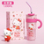 Garrafa Térmica Sanrio Hello Kitty, My Melody, Kuromi, Pochacco, Cinnamoroll, Hangyodon, Canudo, Copo de Água a Vácuo, Aço Inoxidável, 1.2L - Bailarina de Papel