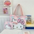 Bolsa de lona Hello Kitty, zíperh, grande capacidade, bolsa de ombro e Necessaire 2 peças